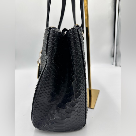 Coach Stanton Carryall handbag in stamped snakeskin leather Dark blue - Picture 3 of 11